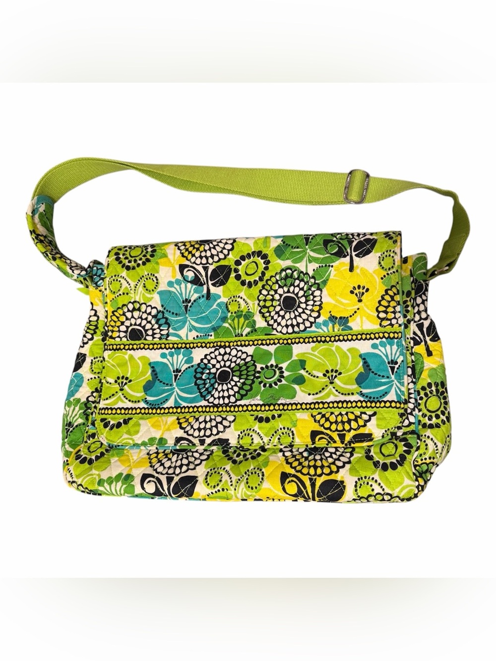 Vera Bradley Retired LIME’S UP Messenger/Lap Top Bag Green/Yellow/ White RETIRED
